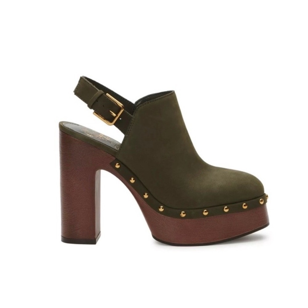 New! VINCE CAMUTO Ithernda Slingback Suede Clog in Olive Green Sz 9.5 $170